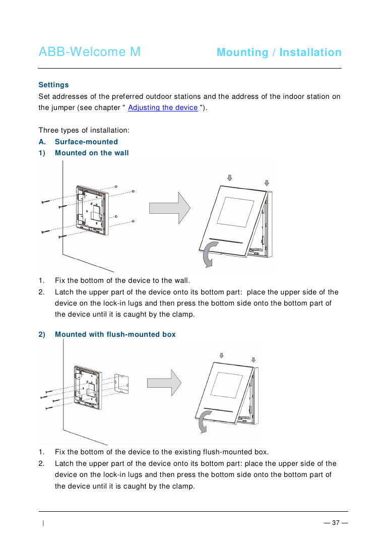 ABB-Welcome M22311x desktop bracket mounting diagram