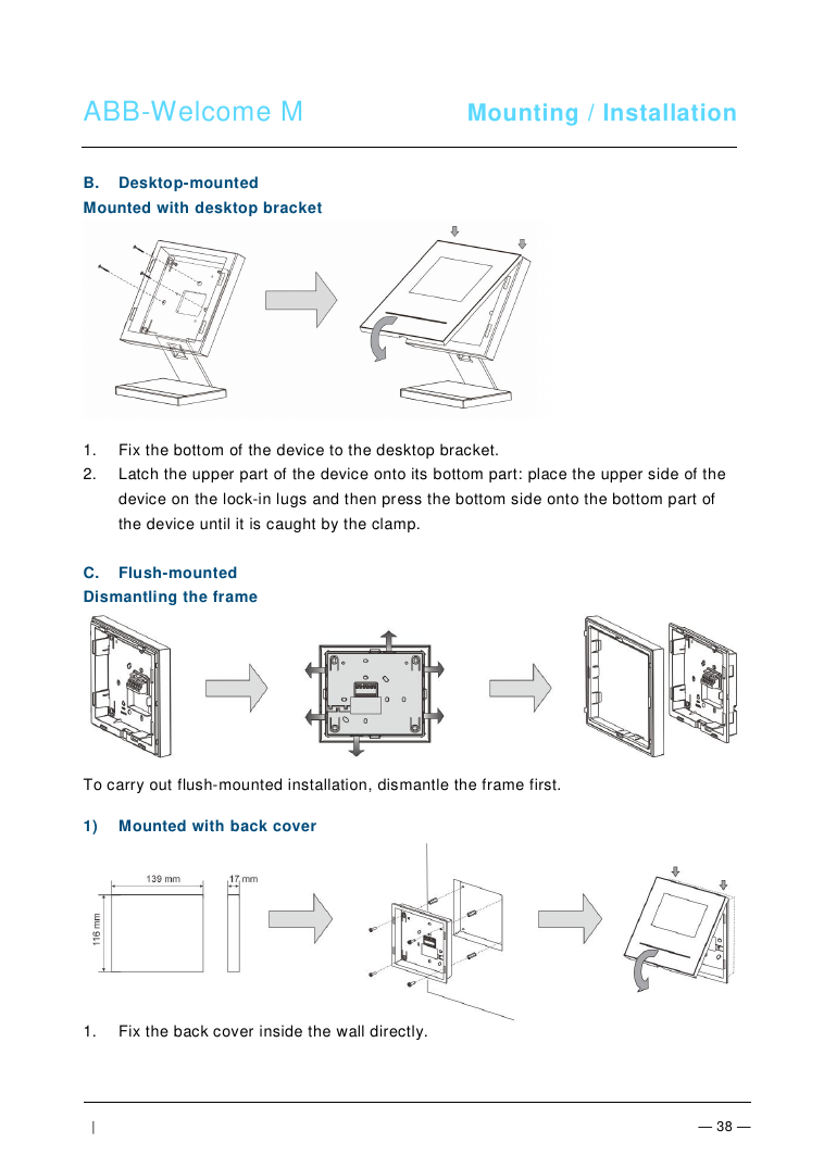 ABB-Welcome M22311x flush-mounted metal box installation diagram